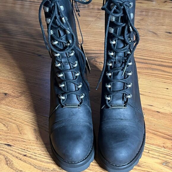 Harley Davidson Women’s Black 7” Lace Up D84701 Seneca Motorcycle Boot - Picture 3 of 9